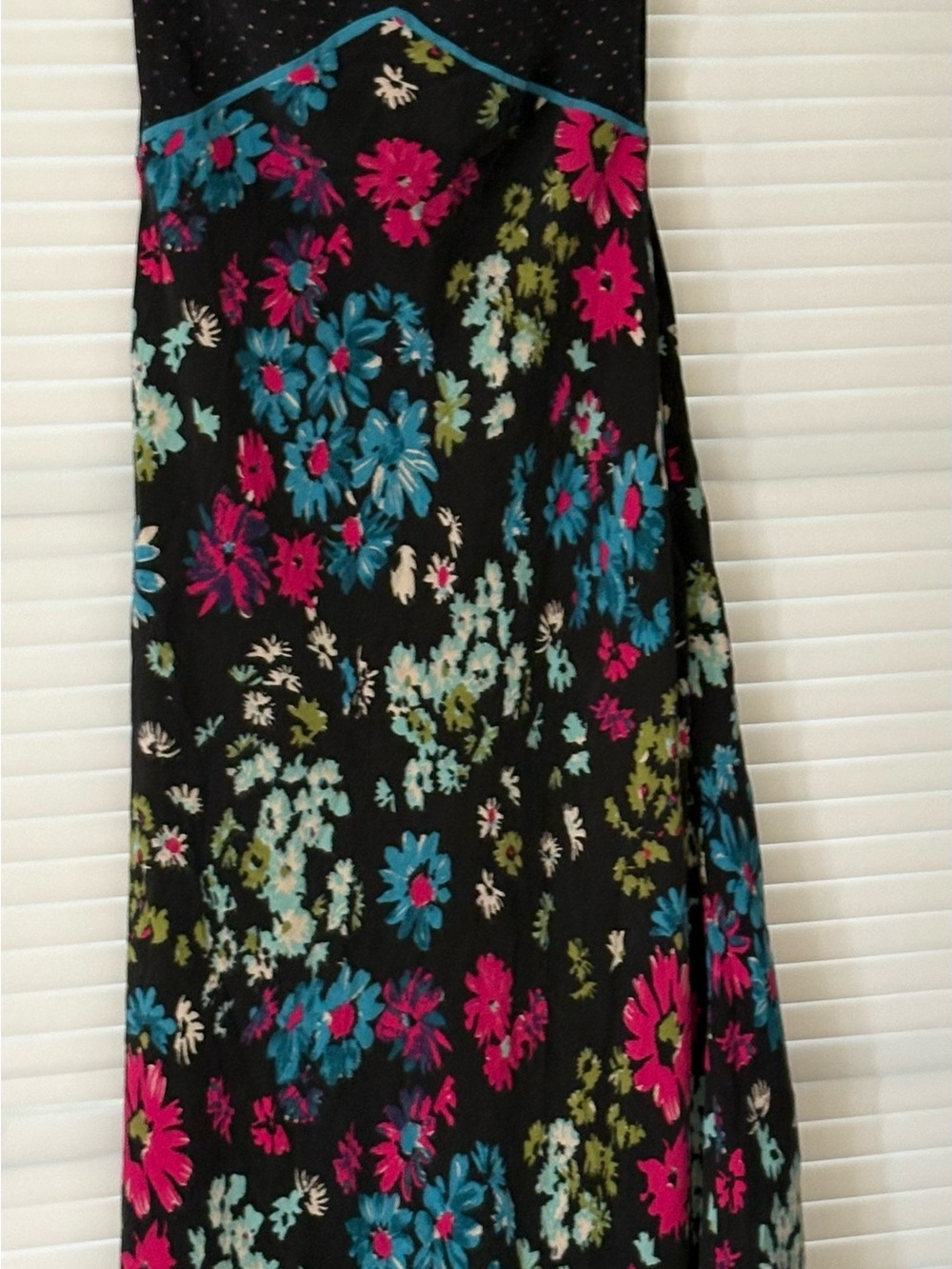 Floral Maxi Skirt in Black with Teal & Fuchsia Accents